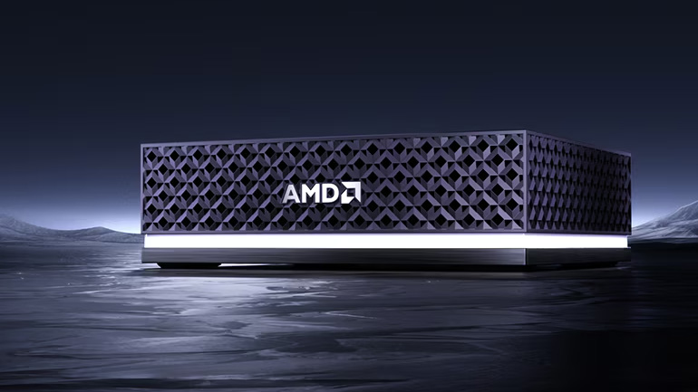 The AMD Ryzen AI Halo developer platform: a compact desktop workstation with 128GB unified memory, designed for local large language model inference.